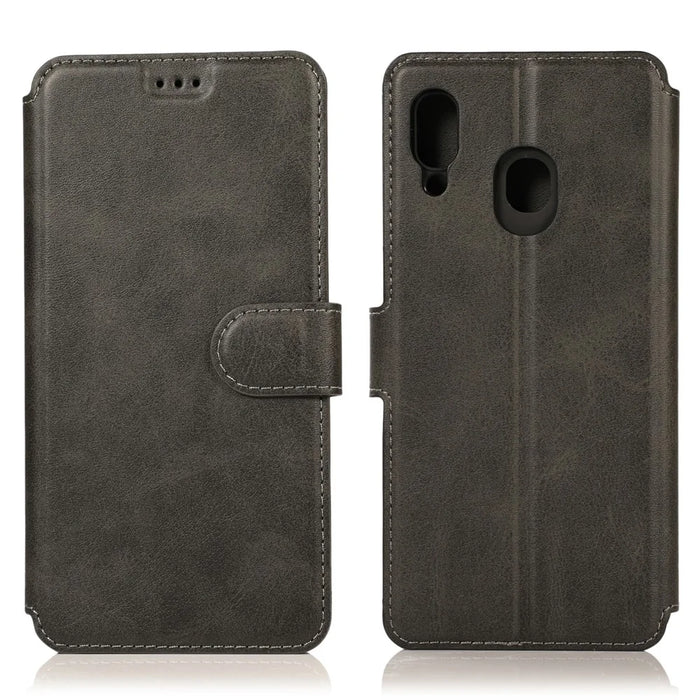 PU Leather + TPU Wallet Style Protection Phone Case for Samsung Galaxy A20 / A30 - Black - 2