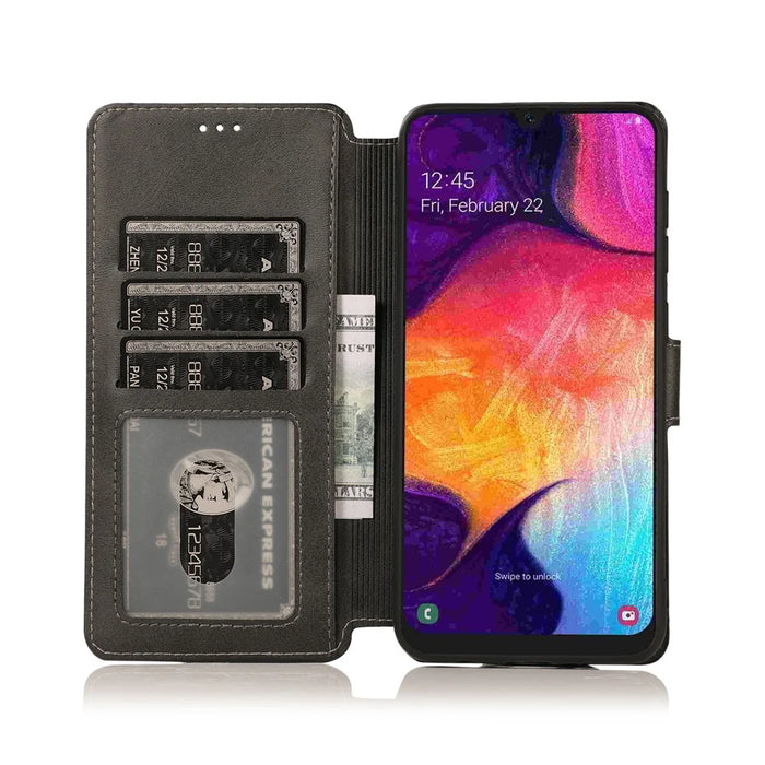 PU Leather + TPU Wallet Style Protection Phone Case for Samsung Galaxy A20 / A30 - Black - 5