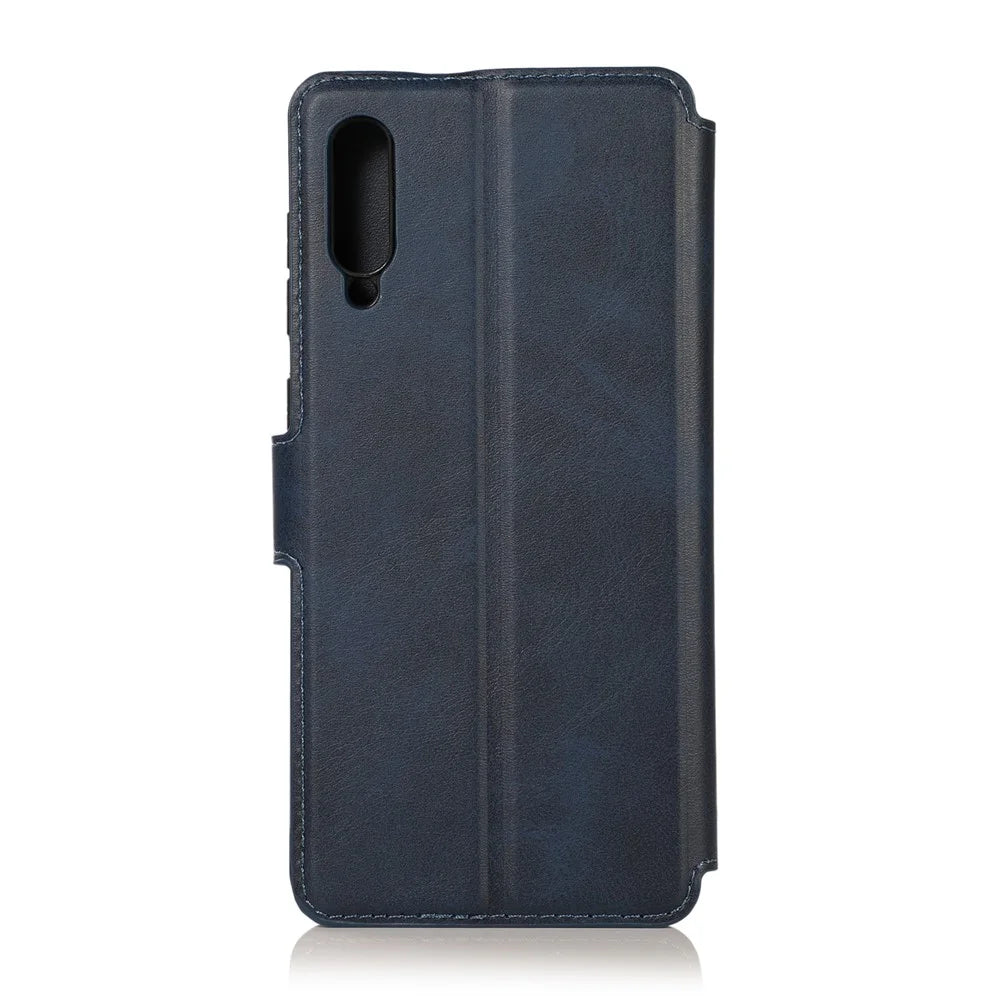 PU Leather + TPU Wallet Style Protection Phone Case for Samsung Galaxy A70 - Dark Blue - 4