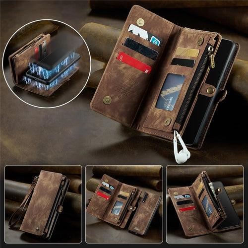 CASEME 008 Series 2-in-1 Multi-slot Wallet Vintage PU Leather Phone Case for Samsung Galaxy A50 / A50s / A30s  - Brown - 1