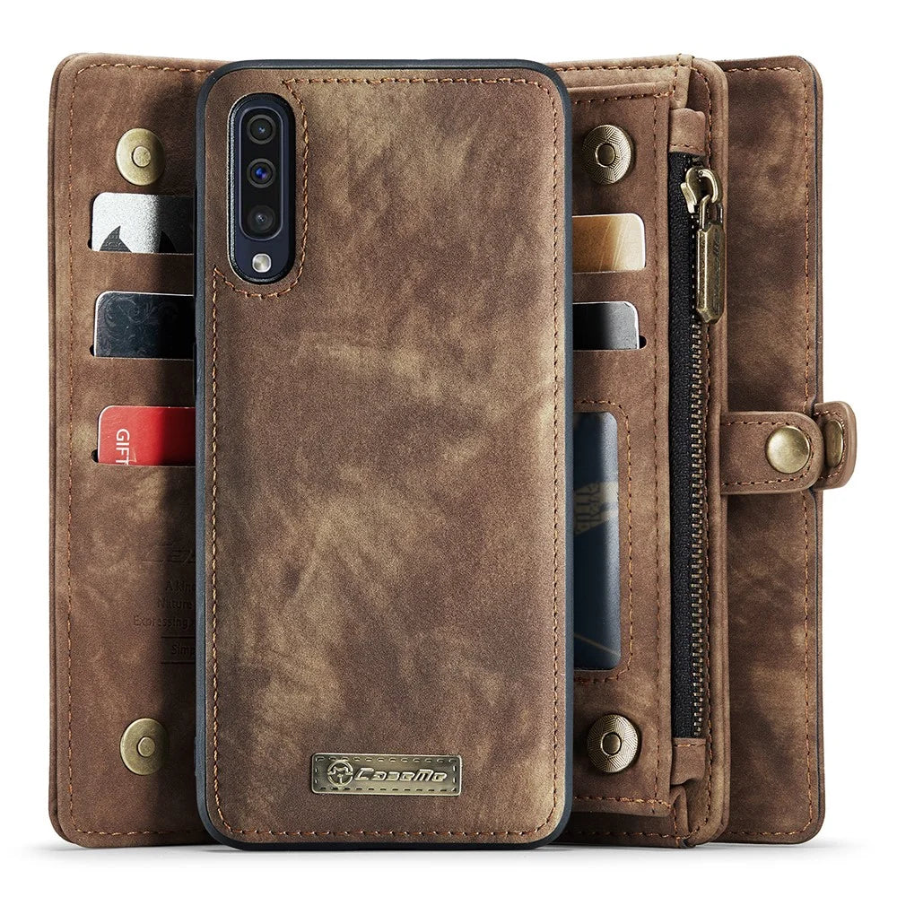 CASEME 008 Series 2-in-1 Multi-slot Wallet Vintage PU Leather Phone Case for Samsung Galaxy A50 / A50s / A30s  - Brown - 3