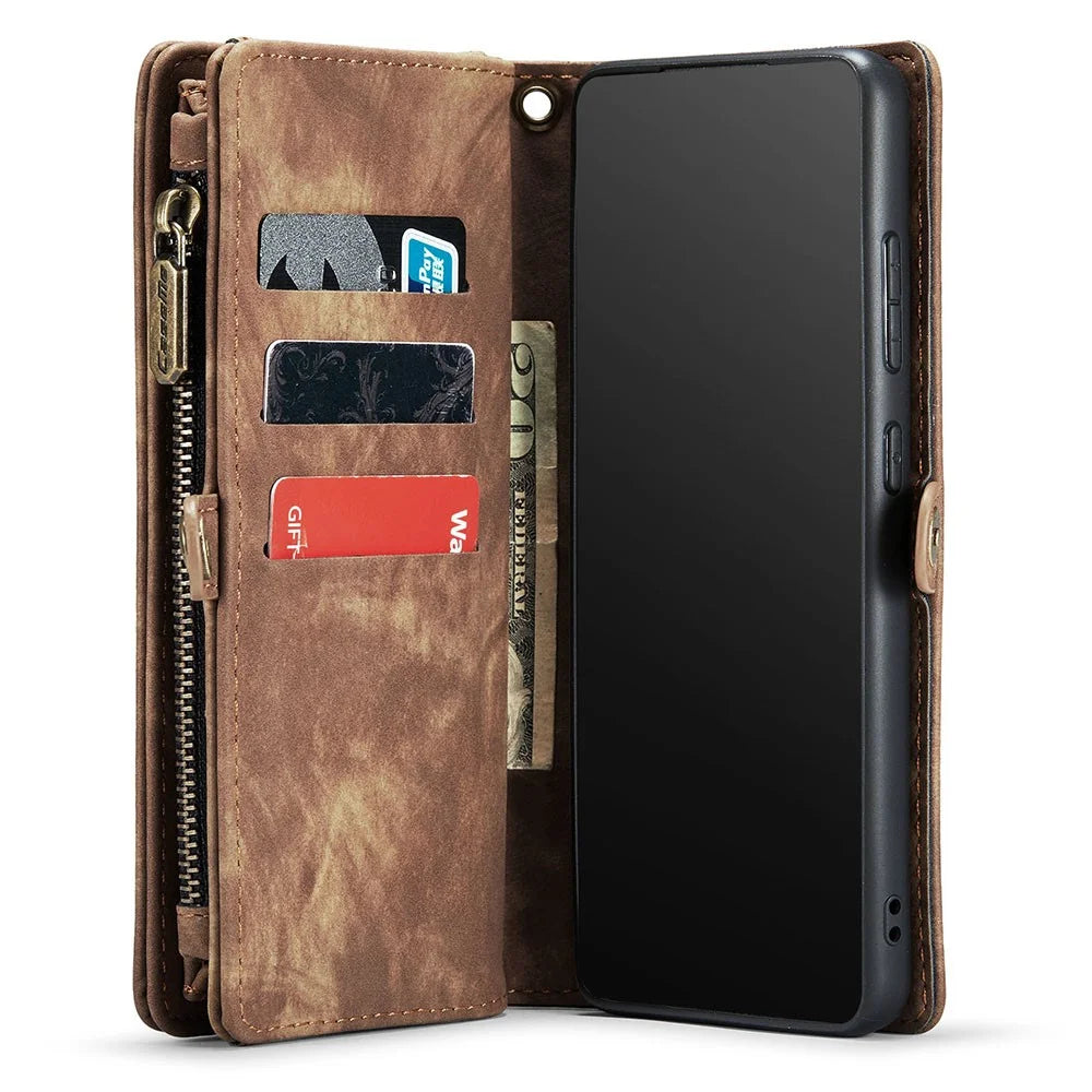 CASEME 008 Series 2-in-1 Multi-slot Wallet Vintage PU Leather Phone Case for Samsung Galaxy A50 / A50s / A30s  - Brown - 5
