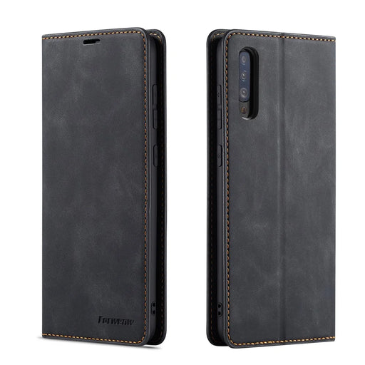 FORWENW Fantasy Series Silky Touch Leather Wallet Stand Case for Samsung Galaxy A50/A50s/A30s - Black - 1
