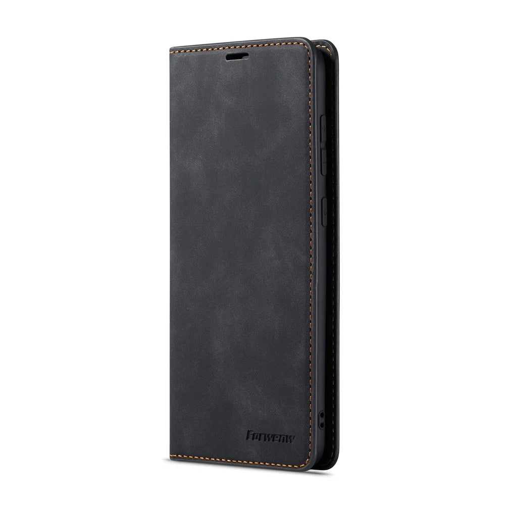 FORWENW Fantasy Series Silky Touch Leather Wallet Stand Case for Samsung Galaxy A50/A50s/A30s - Black - 2
