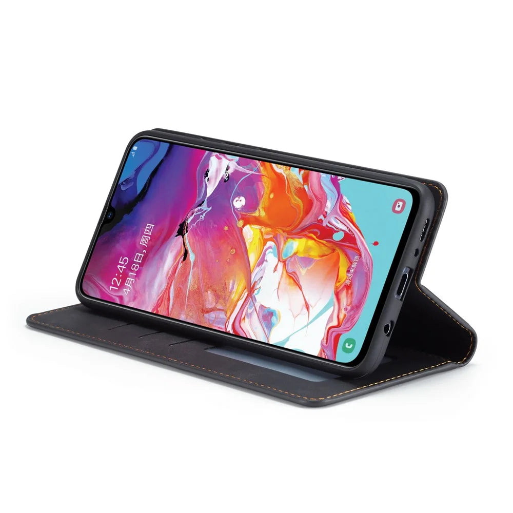 FORWENW Fantasy Series Silky Touch Leather Wallet Stand Case for Samsung Galaxy A50/A50s/A30s - Black - 6