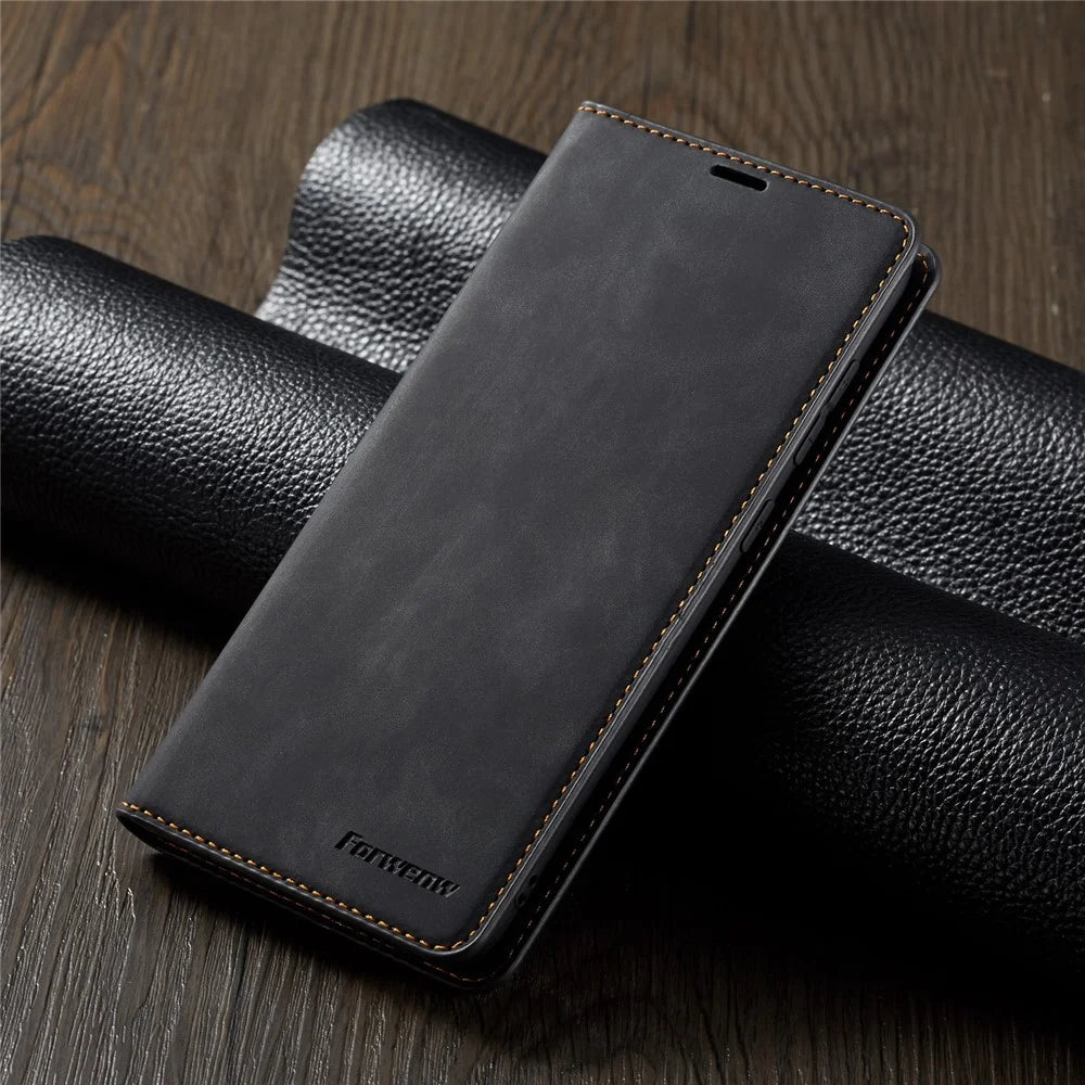 FORWENW Fantasy Series Silky Touch Leather Wallet Stand Case for Samsung Galaxy A50/A50s/A30s - Black - 7