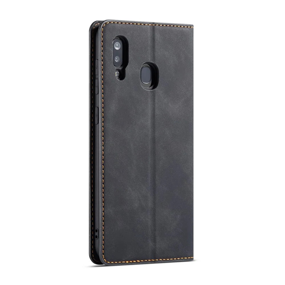 FORWENW Fantasy Series Silky Touch Leather Wallet Case for Samsung Galaxy A40 - Black - 3