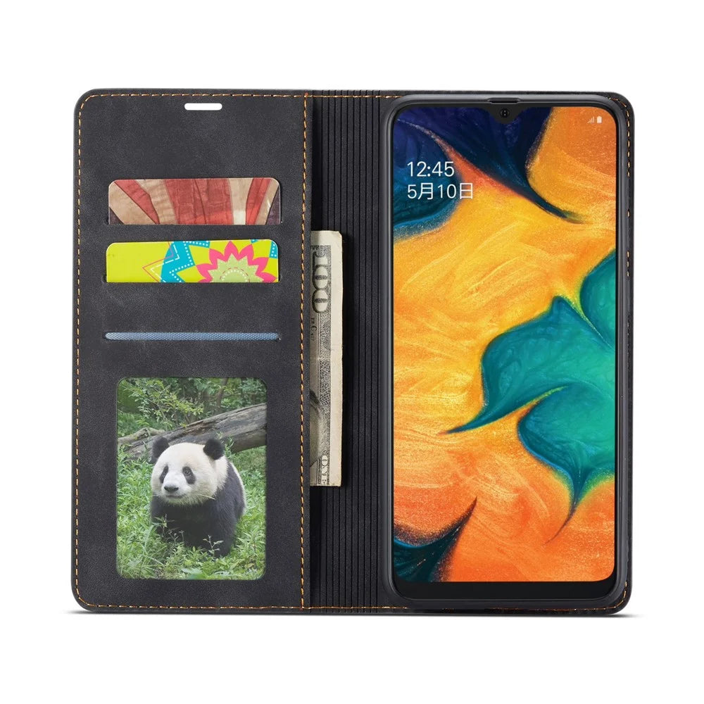 FORWENW Fantasy Series Silky Touch Leather Wallet Case for Samsung Galaxy A40 - Black - 4