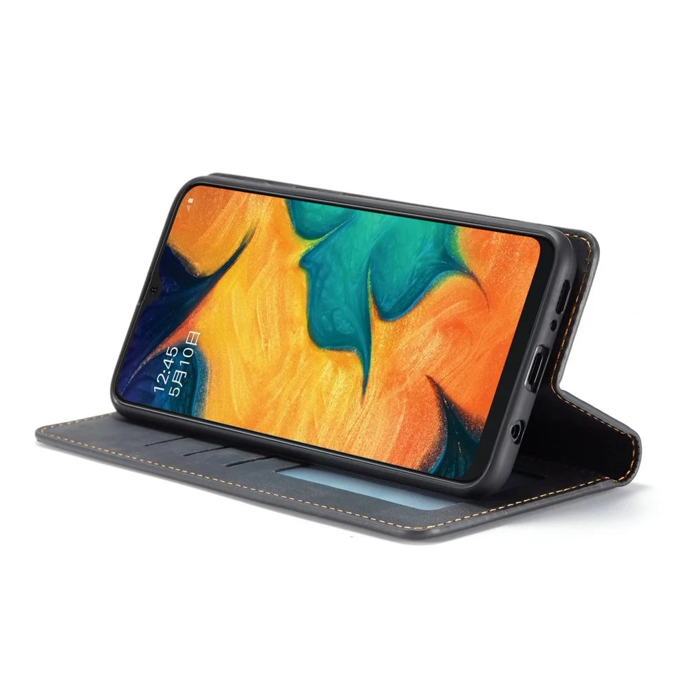 FORWENW Fantasy Series Silky Touch Leather Wallet Stand Case for Samsung Galaxy A20 / A30 - Black - 6