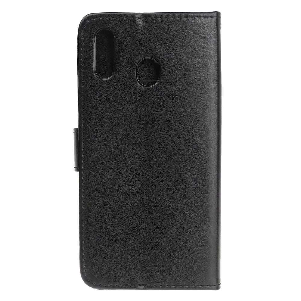 Imprint Butterfly Flowers Leather Wallet Case for Samsung Galaxy A20e - Black - 3