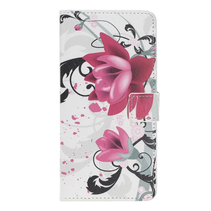 Pattern Printing Flip Leather Wallet Phone Case for Samsung Galaxy A20e - Kapok Flower - 2