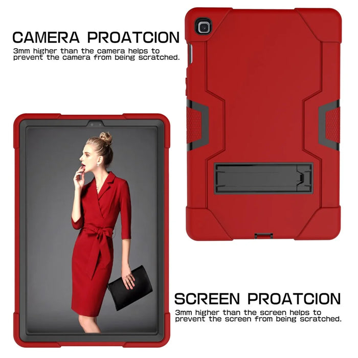 Shock Proof TPU + PC Hybrid Tablet Protective Case with Kickstand for Samsung Galaxy Tab S5e SM-T720 / SM-T725 - Red / Black - 3