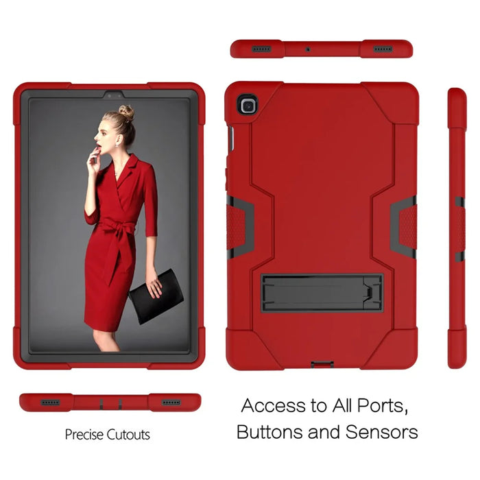 Shock Proof TPU + PC Hybrid Tablet Protective Case with Kickstand for Samsung Galaxy Tab S5e SM-T720 / SM-T725 - Red / Black - 4