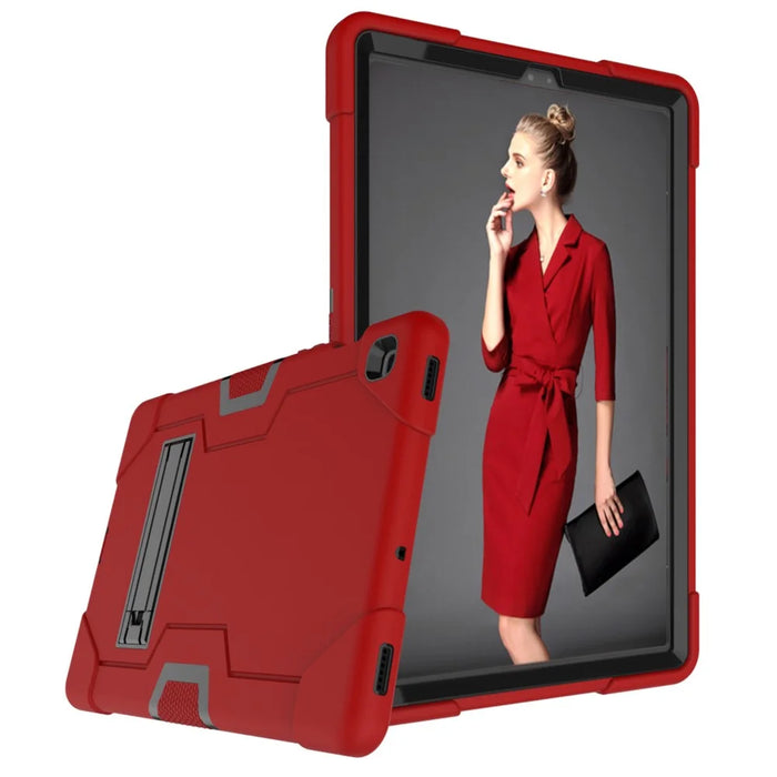 Shock Proof TPU + PC Hybrid Tablet Protective Case with Kickstand for Samsung Galaxy Tab S5e SM-T720 / SM-T725 - Red / Black - 5