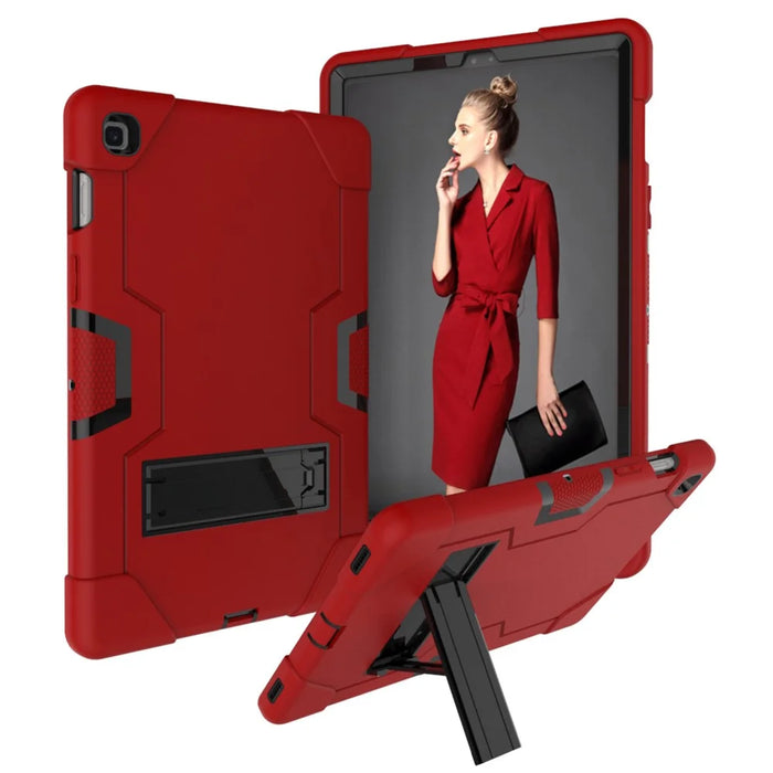 Shock Proof TPU + PC Hybrid Tablet Protective Case with Kickstand for Samsung Galaxy Tab S5e SM-T720 / SM-T725 - Red / Black - 7