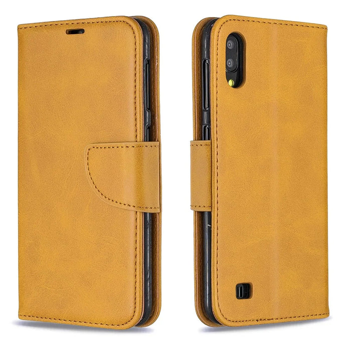 PU Leather Wallet Stand Phone Cover for Samsung Galaxy A10 / M10 - Light Brown - 4