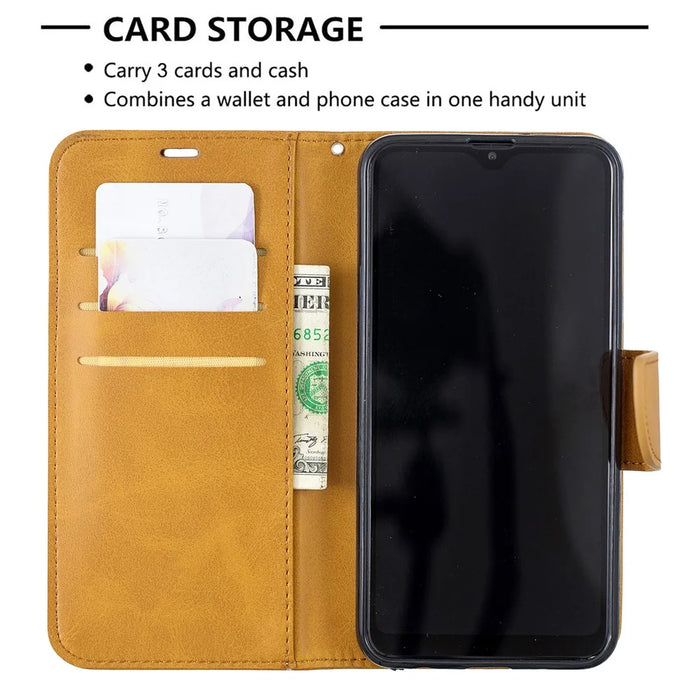 PU Leather Wallet Stand Phone Cover for Samsung Galaxy A10 / M10 - Light Brown - 6