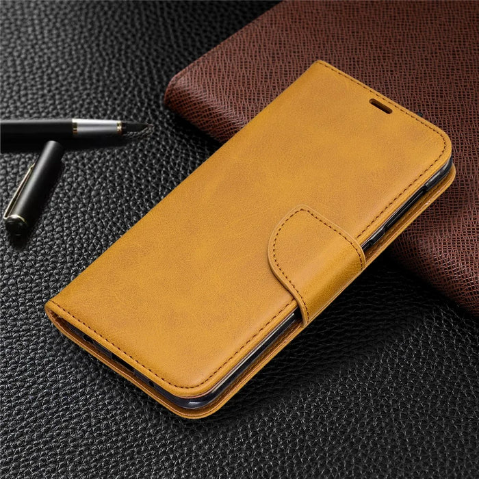 PU Leather Wallet Stand Phone Cover for Samsung Galaxy A10 / M10 - Light Brown - 7