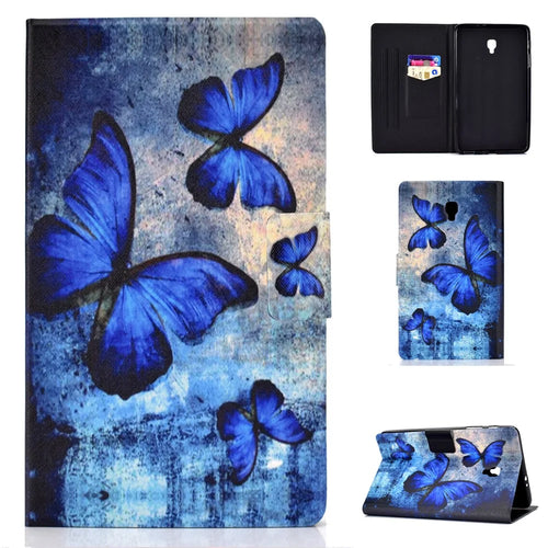 Pattern Printing Card Holder Stand PU Leather Tablet Case for Samsung Galaxy Tab A 8.0 (2017) SM-T380 / SM-T385 - Blue Butterflies - 1