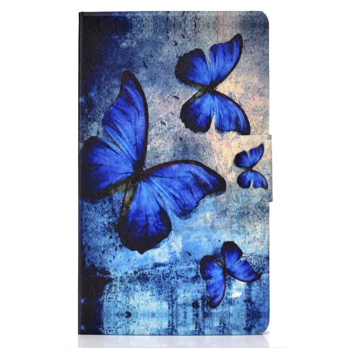 Pattern Printing Card Holder Stand PU Leather Tablet Case for Samsung Galaxy Tab A 8.0 (2017) SM-T380 / SM-T385 - Blue Butterflies - 2