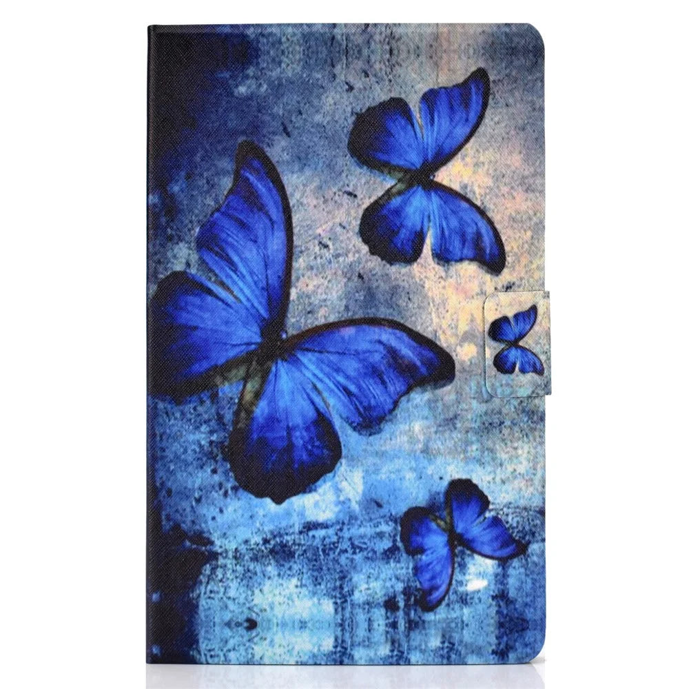 Shock-proof Pattern Printing Card Slot Stand PU Leather Tablet Cover for Samsung Galaxy Tab A 10.1 (2016) T580 - Blue Butterflies - 2