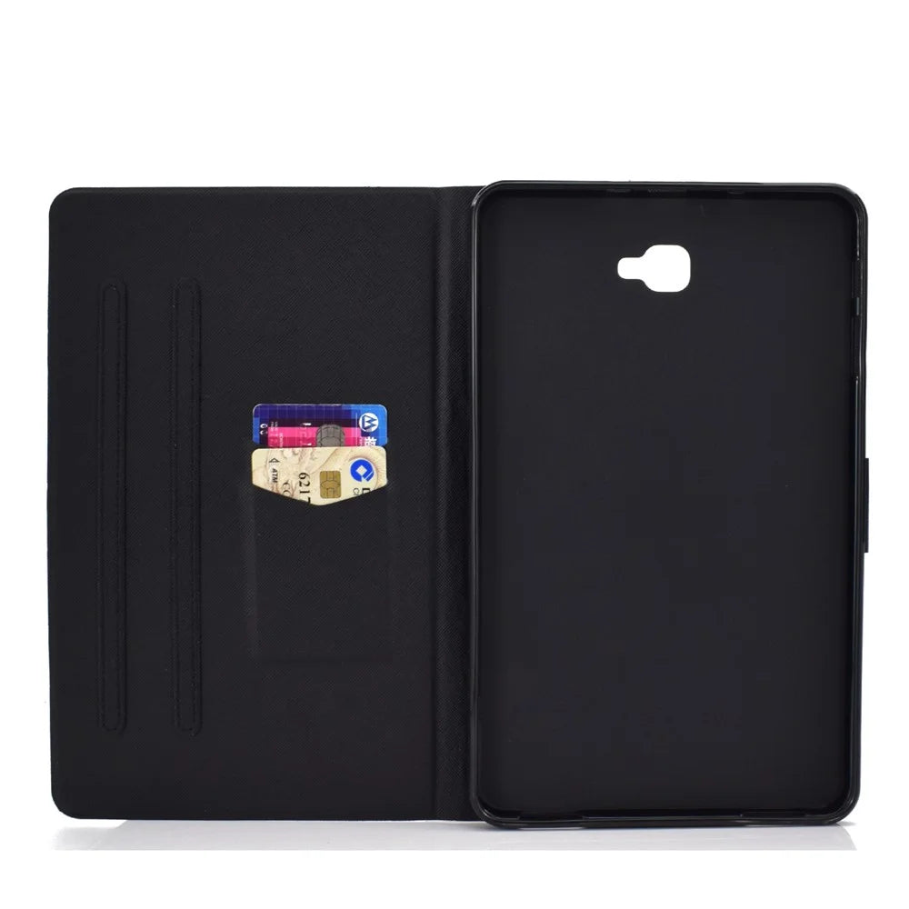 Shock-proof Pattern Printing Card Slot Stand PU Leather Tablet Cover for Samsung Galaxy Tab A 10.1 (2016) T580 - Blue Butterflies - 4