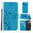 Imprint Butterfly Flowers Leather Phone Cover for Samsung Galaxy A30 / A20 - Blue - 1