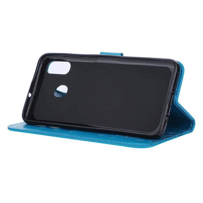 Imprint Butterfly Flowers Leather Phone Cover for Samsung Galaxy A30 / A20 - Blue - 5
