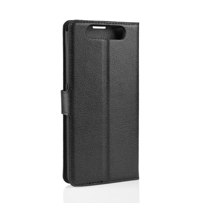 Litchi Skin Wallet Leather Stand Case for Samsung Galaxy A80 / A90 - Black - 6