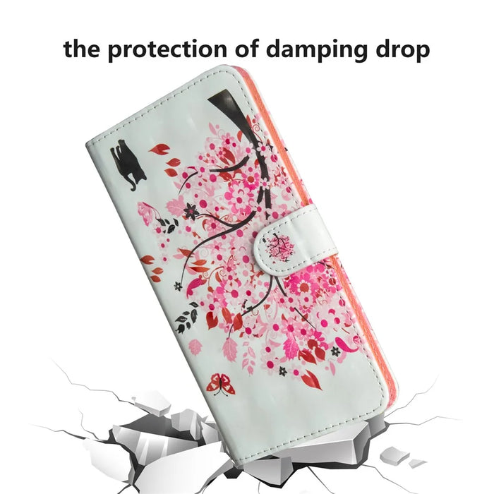 Light Spot Decor Patterned Leather Wallet Phone Cover for Samsung Galaxy A10e - Flowered Tree - 5