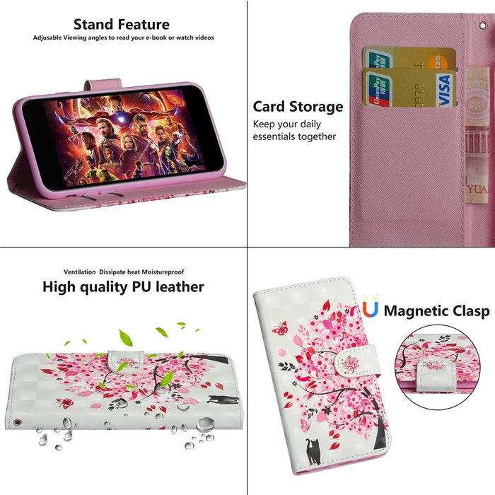 Light Spot Decor Patterned Leather Wallet Phone Cover for Samsung Galaxy A10e - Flowered Tree - 6