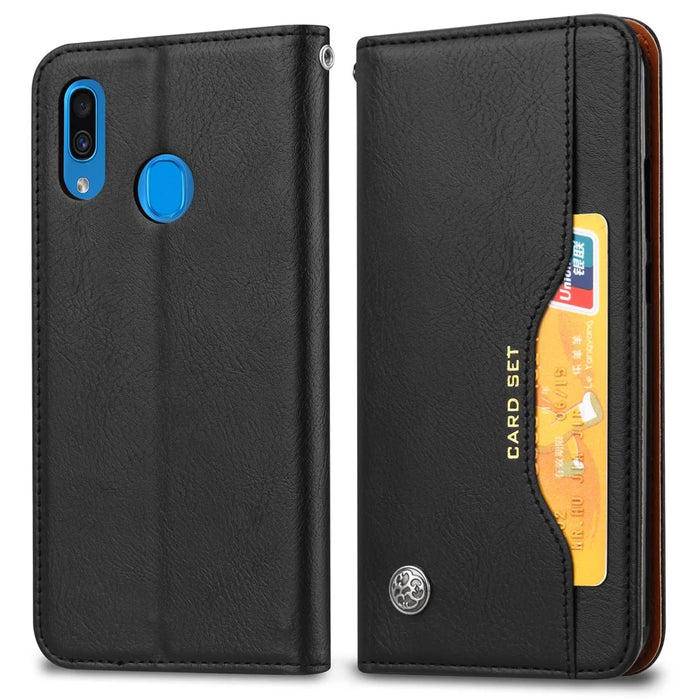 Auto-absorbed Wallet Stand Flip Leather Case for Samsung Galaxy A20e - Black - 2