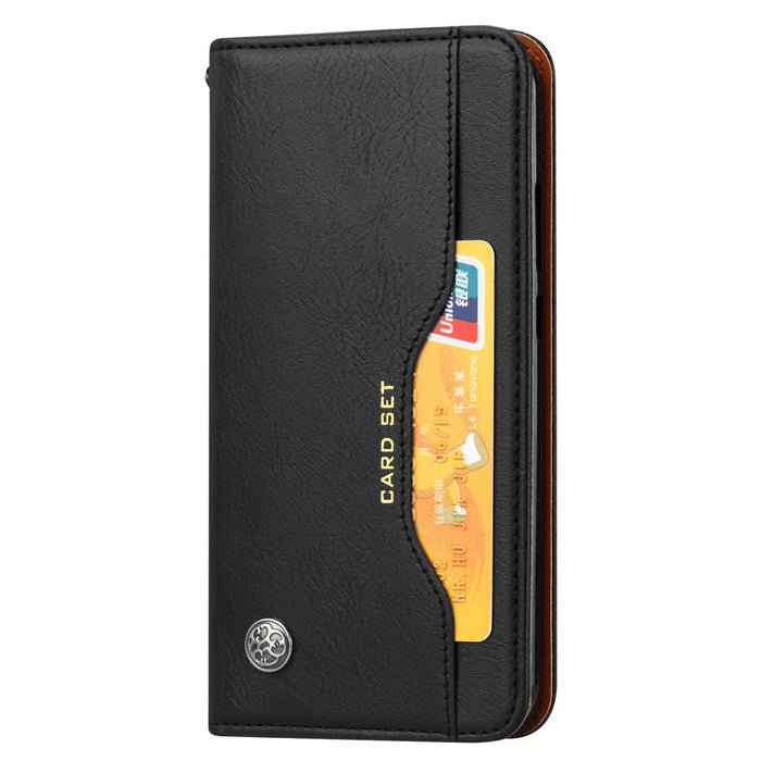 Auto-absorbed Wallet Stand Flip Leather Case for Samsung Galaxy A20e - Black - 3