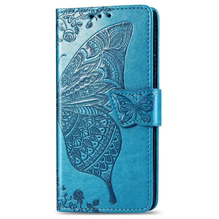 Imprint Butterfly Flower Leather Wallet Case for Samsung Galaxy A20e - Blue - 2