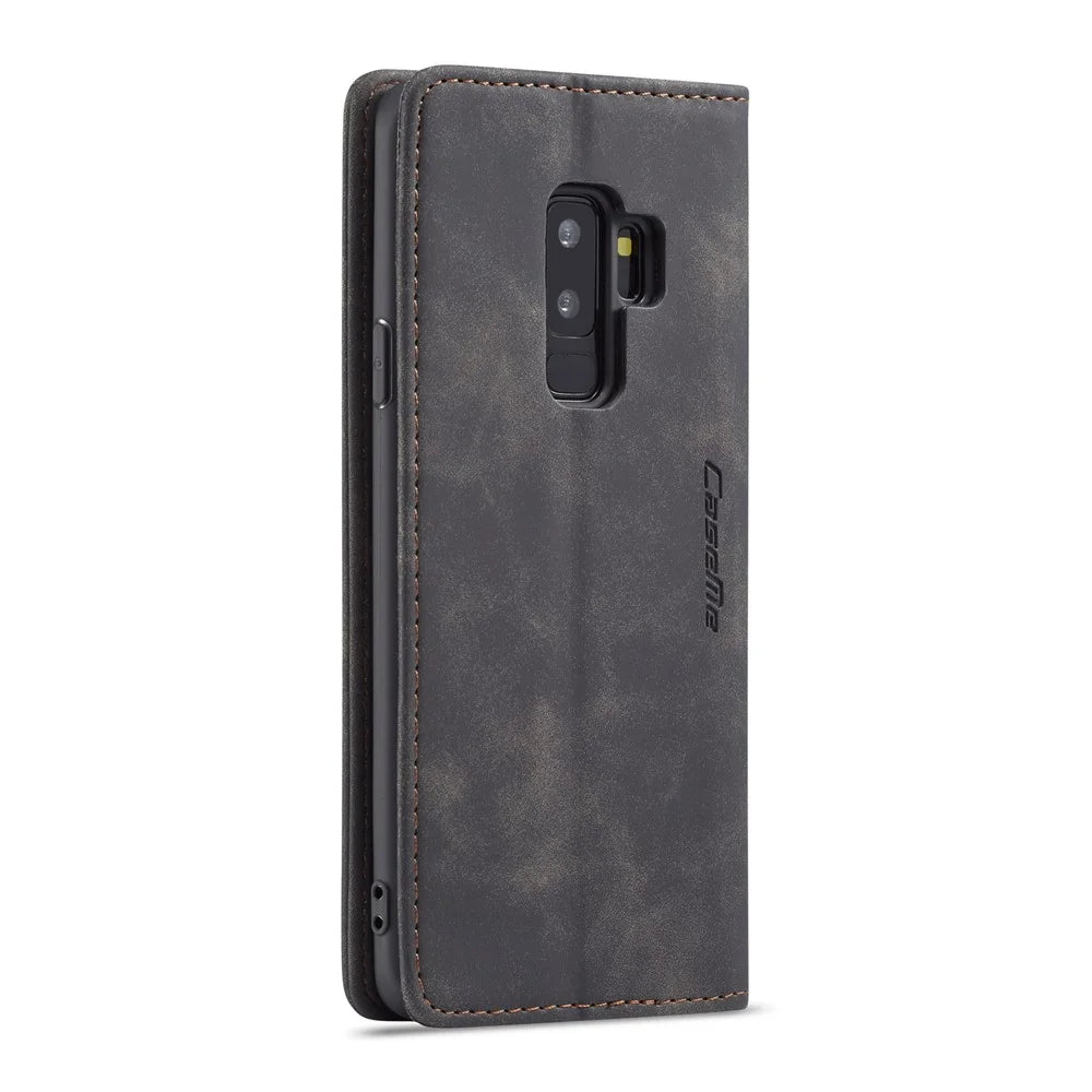 CASEME 013 Series Auto-absorbed Leather Wallet Phone Case for Samsung Galaxy S9+ - Black - 2