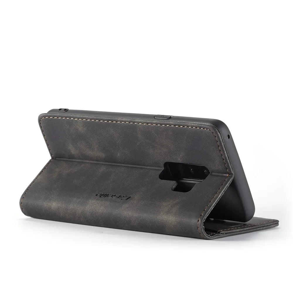CASEME 013 Series Auto-absorbed Leather Wallet Phone Case for Samsung Galaxy S9+ - Black - 4