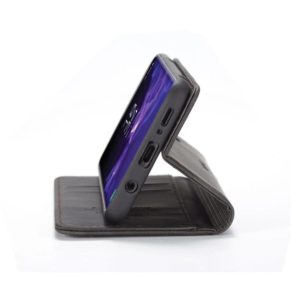 CASEME 013 Series Auto-absorbed Leather Wallet Phone Case for Samsung Galaxy S9+ - Black - 5