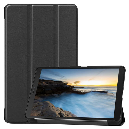 PU Leather Stable Supporting Stand Hard PC Back Shell Coverg for Samsung Galaxy Tab A 8.0 Wi-Fi (2019) T290 / LTE T295 - Black - 1