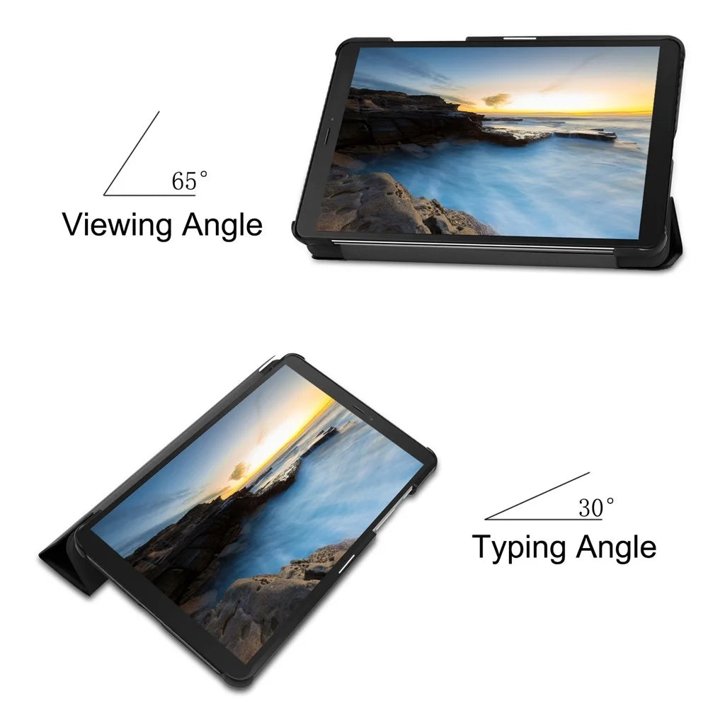 PU Leather Stable Supporting Stand Hard PC Back Shell Coverg for Samsung Galaxy Tab A 8.0 Wi-Fi (2019) T290 / LTE T295 - Black - 4