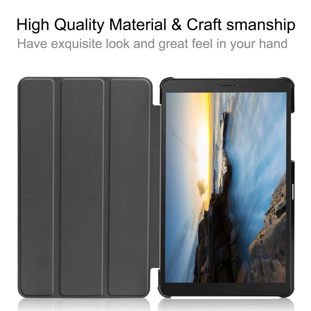 PU Leather Stable Supporting Stand Hard PC Back Shell Coverg for Samsung Galaxy Tab A 8.0 Wi-Fi (2019) T290 / LTE T295 - Black - 7