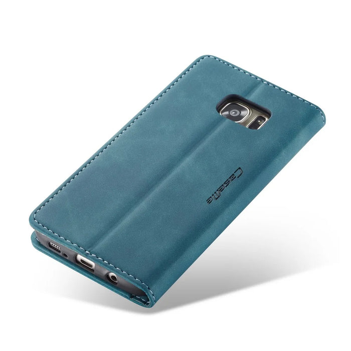 CASEME 013 Series Auto-absorbed Leather Wallet Stand Casing for Samsung Galaxy S7 edge G935 - Blue - 5