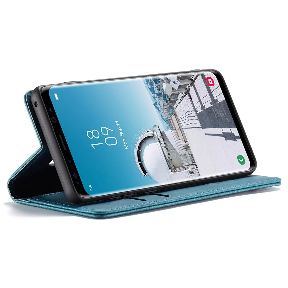 CASEME 013 Series Auto-absorbed Leather Wallet Stand Phone Case Cover for Samsung Galaxy S8 G950 - Blue - 3