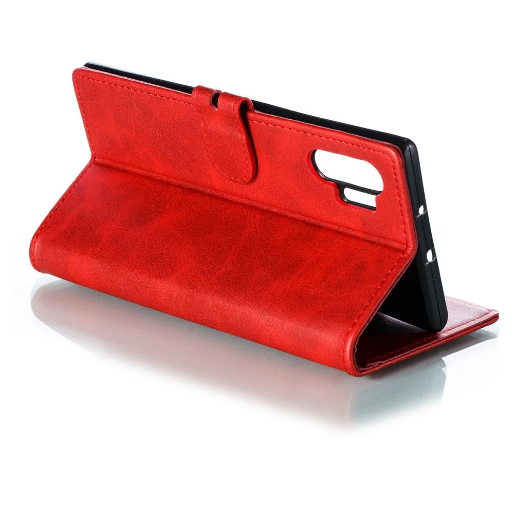 Imprinted Cat Pattern Leather Wallet Phone Cover for Samsung Galaxy Note 10 Plus/Note 10 Plus 5G - Red - 5