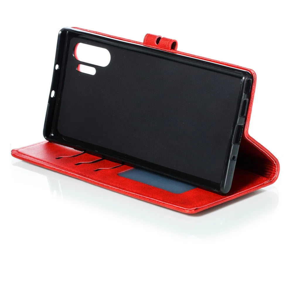 Imprinted Cat Pattern Leather Wallet Phone Cover for Samsung Galaxy Note 10 Plus/Note 10 Plus 5G - Red - 6