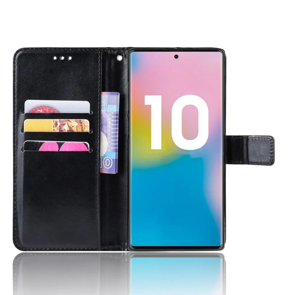 Crazy Horse Leather Stand Wallet Phone Casing for Samsung Galaxy Note 10 Plus/Note 10 Plus 5G - Black - 4