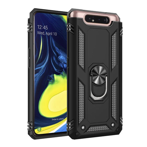 Hybrid PC TPU Kickstand Armor Phone Shell for Samsung Galaxy A80 4G / A90 4G - Black - 1