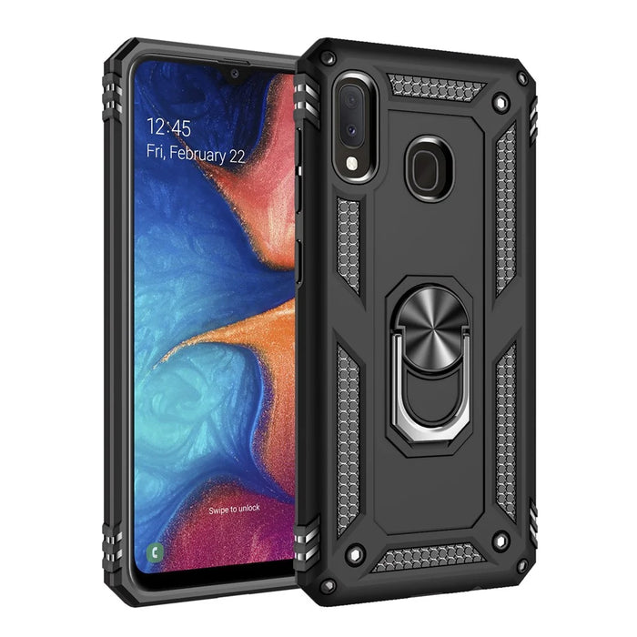 Hybrid PC TPU Kickstand Armor Phone Case Shell for Samsung Galaxy A20e - Black - 1