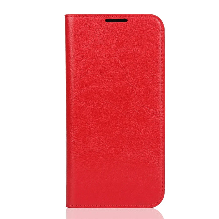 Crazy Horse Texture Genuine Leather Wallet Phone Case for Samsung Galaxy A20e - Red - 2