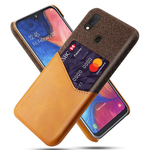 PC + PU + Cloth Hybrid Card Slot Back Case for Samsung Galaxy A20e - Orange - 1