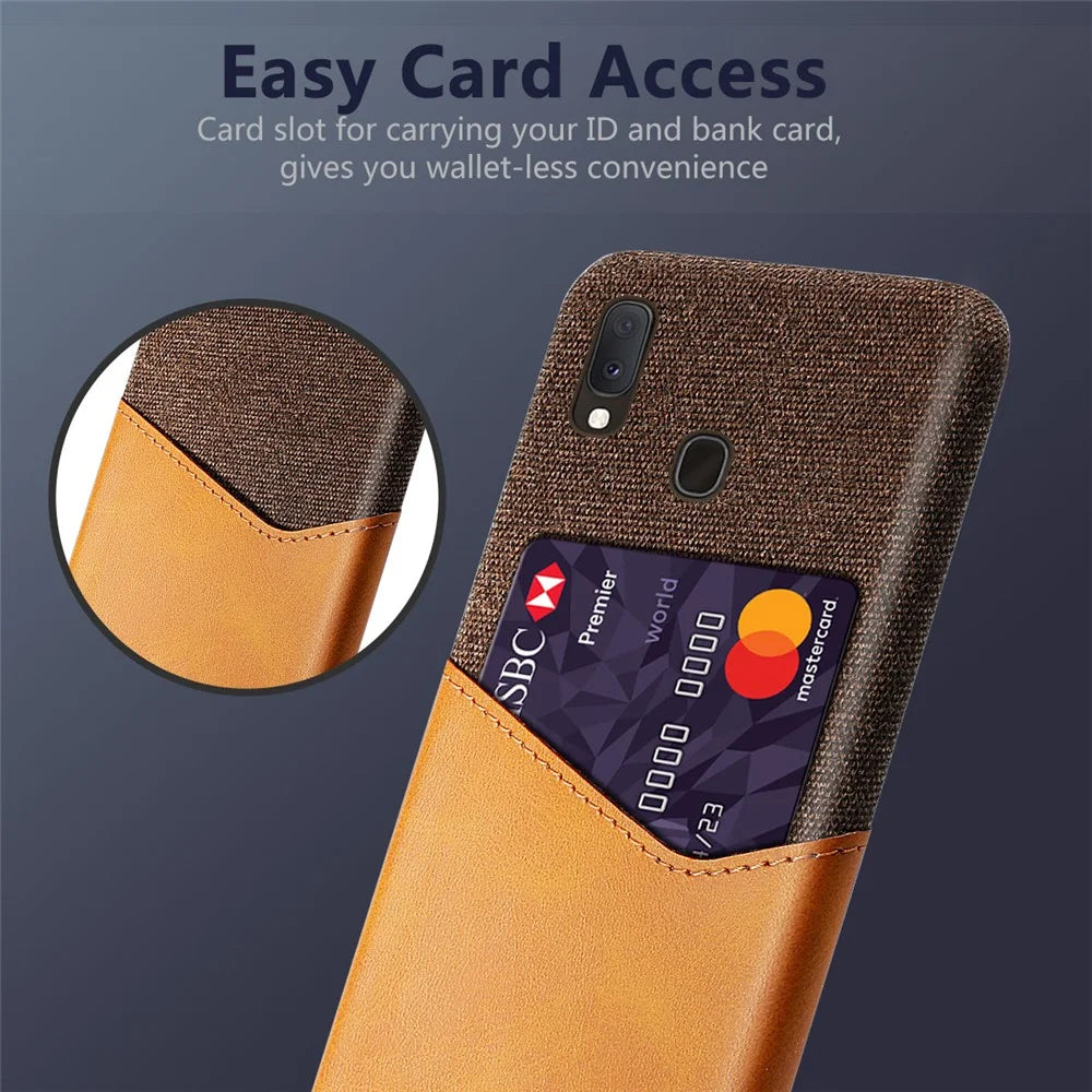 PC + PU + Cloth Hybrid Card Slot Back Case for Samsung Galaxy A20e - Orange - 3